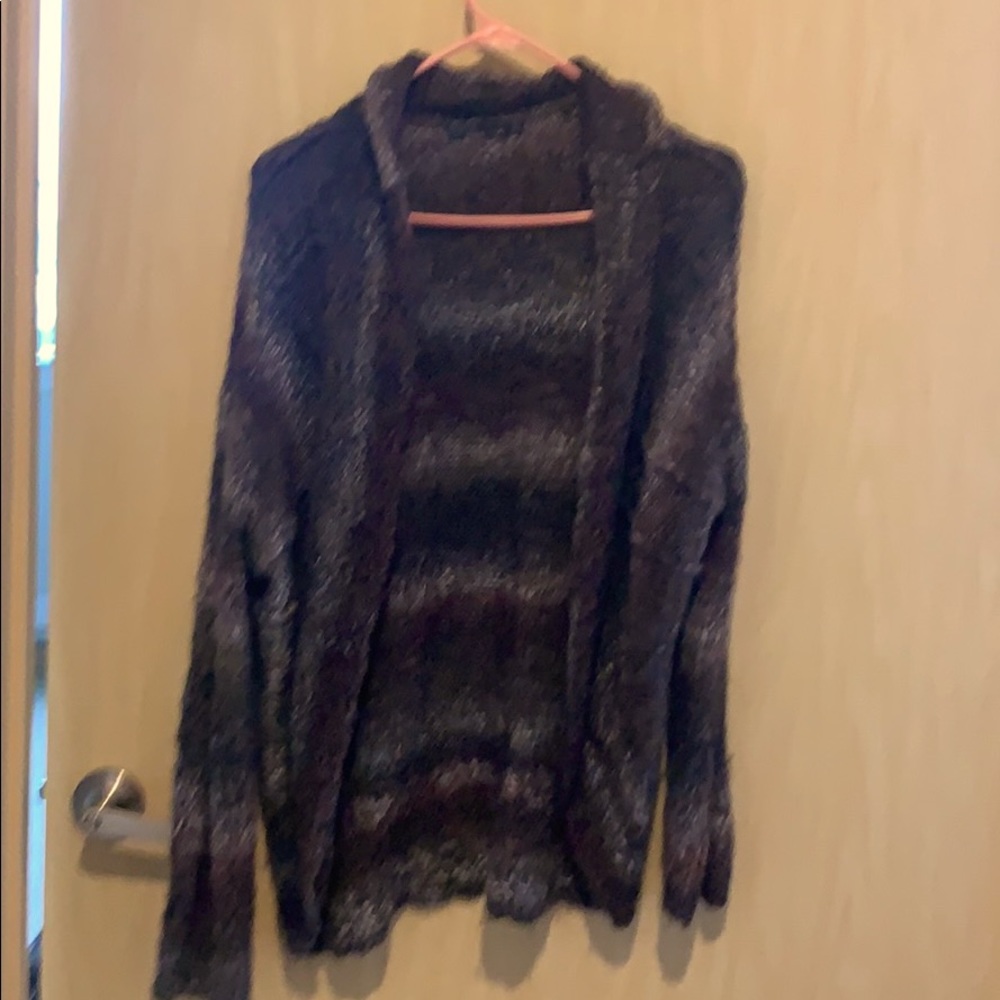 XL Prana Open, shawl collar, purple/multi Sweater
